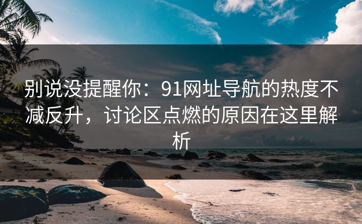 别说没提醒你：91网址导航的热度不减反升，讨论区点燃的原因在这里解析